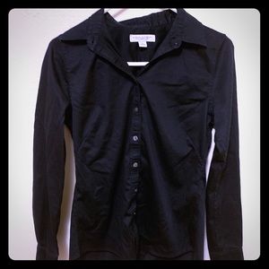 BananaRepublic Non-Iron Dress Black Shirt Size: 6